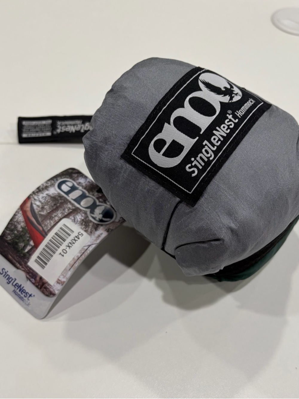 ENO SingleNest Hammock 9’4”x4’7” Grey Green NWT Lightweight Durable 400-lb